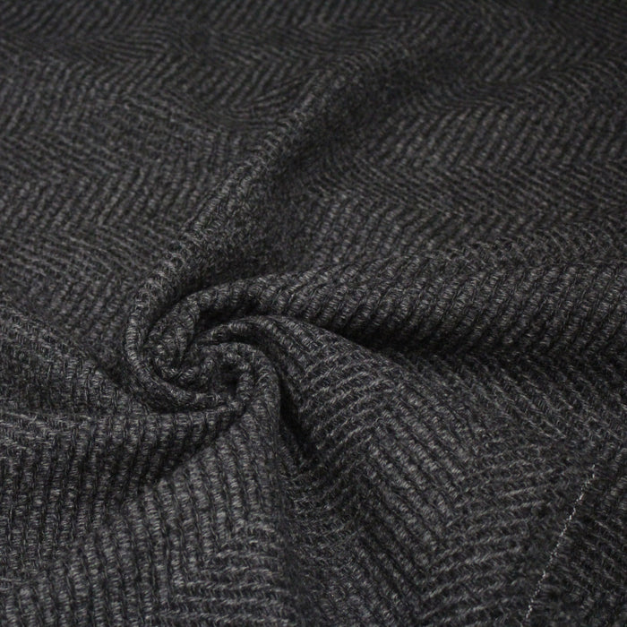 Tissu tweed laine chevrons gris & anthracite - Fabrication française - TissusPapi.com