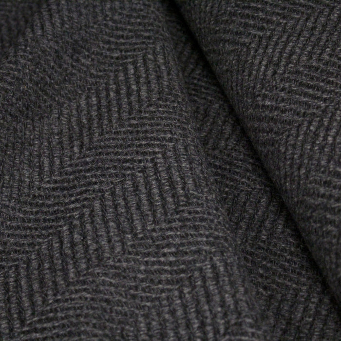Tissu tweed laine chevrons gris & anthracite - Fabrication française - TissusPapi.com