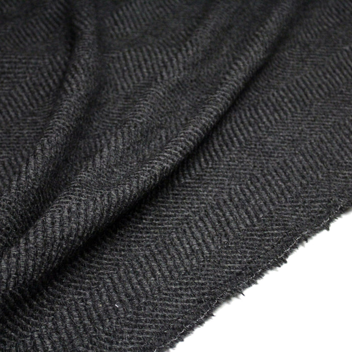 Tissu tweed laine chevrons gris & anthracite - Fabrication française - TissusPapi.com