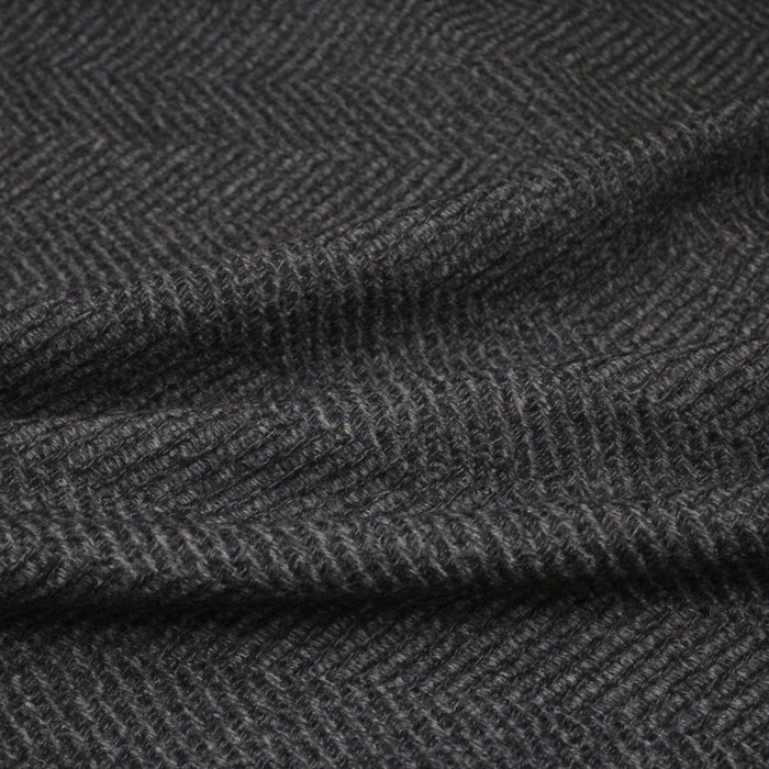 Tissu tweed laine chevrons gris & anthracite - Fabrication française - TissusPapi.com