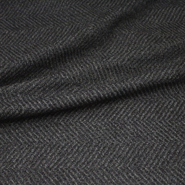 Tissu tweed laine chevrons gris & anthracite - Fabrication française - TissusPapi.com