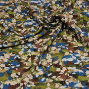 Tissu Viscose fluide aux fleurs aquarelle tons verts, bleus, marron – STANDARD 100 OEKO-TEX - TissusPapi.com
