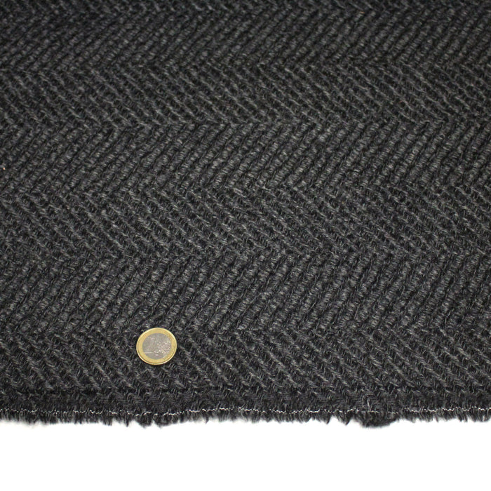 Tissu tweed laine chevrons gris & anthracite - Fabrication française - TissusPapi.com