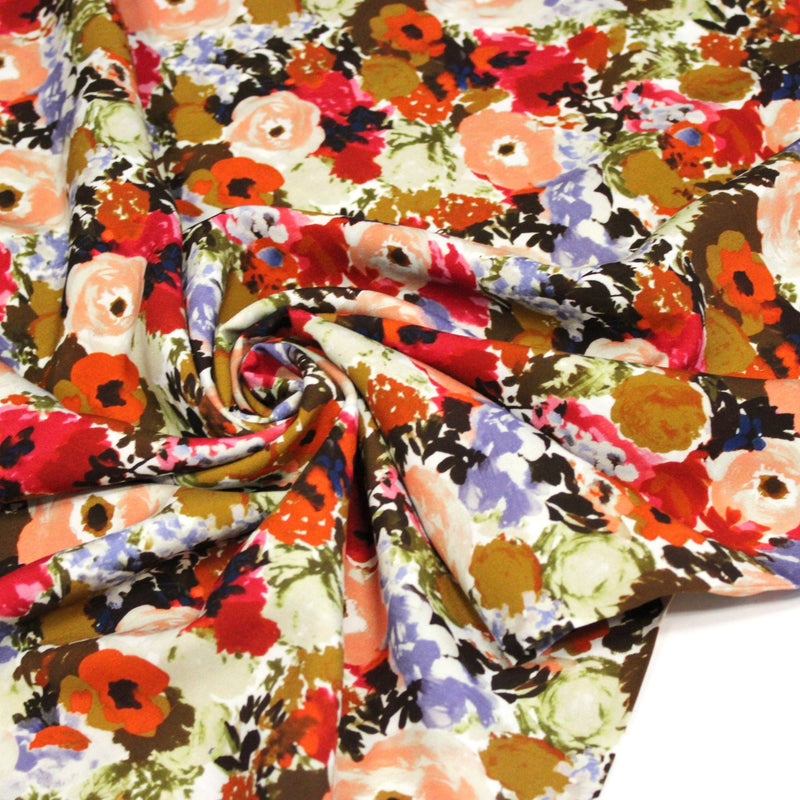 Tissu Viscose fluide BOUQUET CHAMPÊTRE fleurs multicolore – STANDARD 100 OEKO-TEX - TissusPapi.com