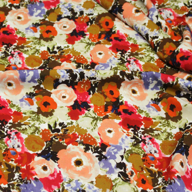 Tissu Viscose fluide BOUQUET CHAMPÊTRE fleurs multicolore – STANDARD 100 OEKO-TEX - TissusPapi.com