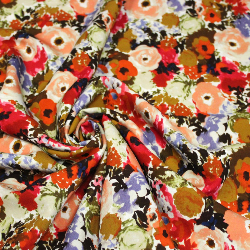 Tissu Viscose fluide BOUQUET CHAMPÊTRE fleurs multicolore – STANDARD 100 OEKO-TEX - TissusPapi.com