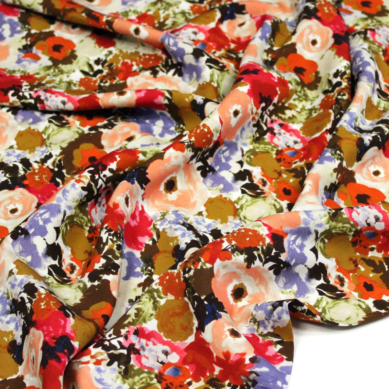 Tissu Viscose fluide BOUQUET CHAMPÊTRE fleurs multicolore – STANDARD 100 OEKO-TEX - TissusPapi.com