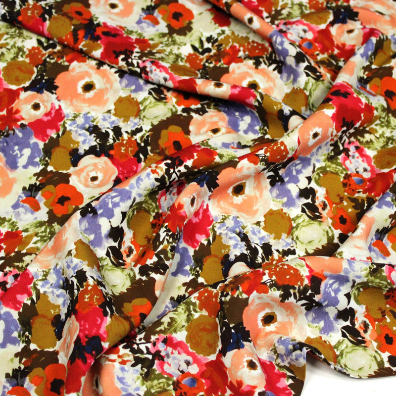 Tissu Viscose fluide BOUQUET CHAMPÊTRE fleurs multicolore – STANDARD 100 OEKO-TEX - TissusPapi.com