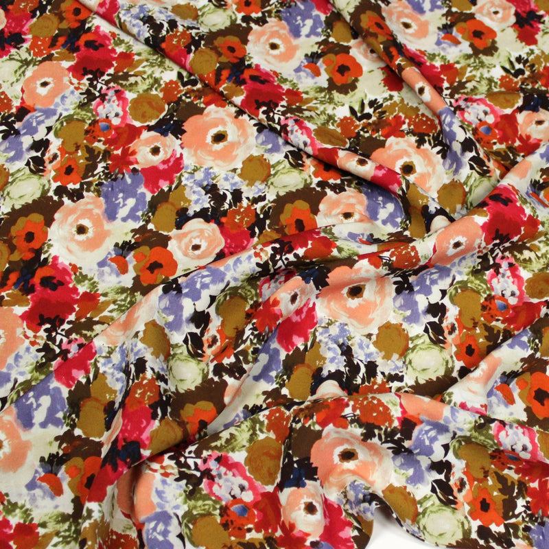 Tissu Viscose fluide BOUQUET CHAMPÊTRE fleurs multicolore – STANDARD 100 OEKO-TEX - TissusPapi.com
