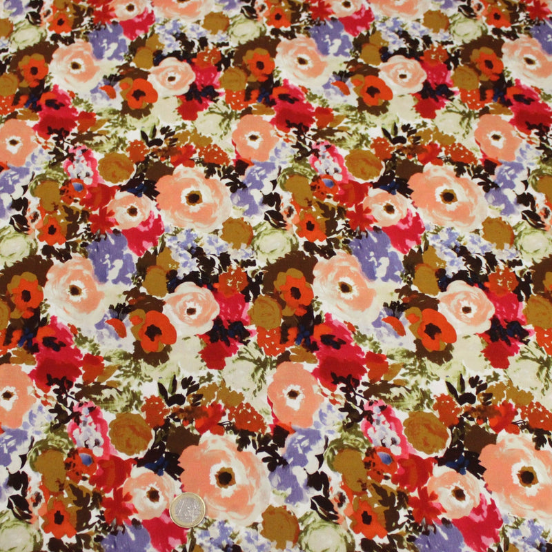Tissu Viscose fluide BOUQUET CHAMPÊTRE fleurs multicolore – STANDARD 100 OEKO-TEX - TissusPapi.com