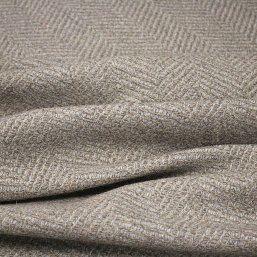 Tissu tweed laine chevrons taupe & gris bleu - Fabrication française - TissusPapi.com
