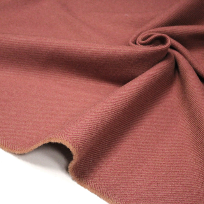 Tissu lainage vieux rose aux fines rayures - Fabrication française - TissusPapi.com