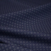 Tissu cotonnade motif japonais KA - KASURI aux croix écrus & fond bleu - TissusPapi.com