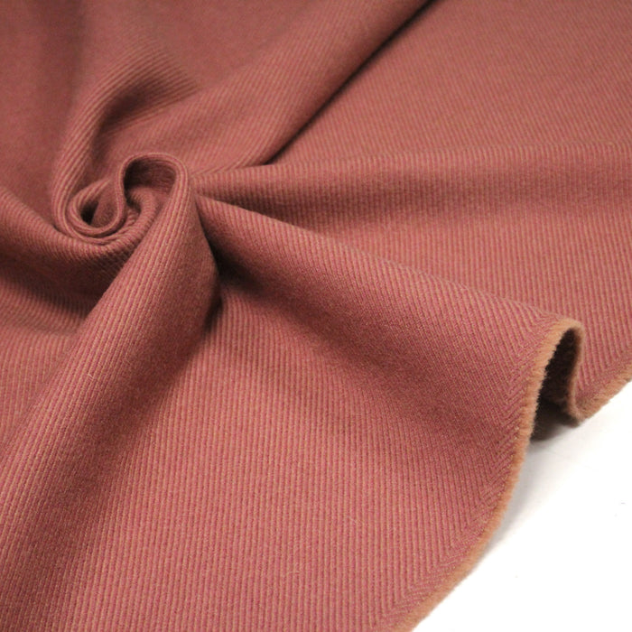 Tissu lainage vieux rose aux fines rayures - Fabrication française - TissusPapi.com