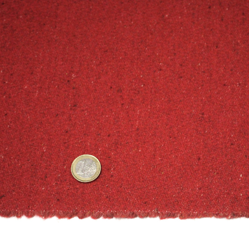 Tissu lainage tweed rouge faux - uni - Fabrication française - TissusPapi.com