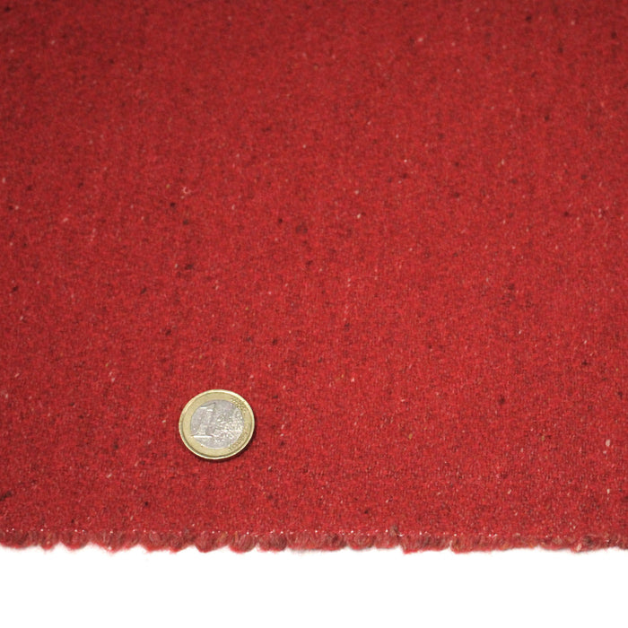 Tissu lainage tweed rouge faux - uni - Fabrication française - TissusPapi.com