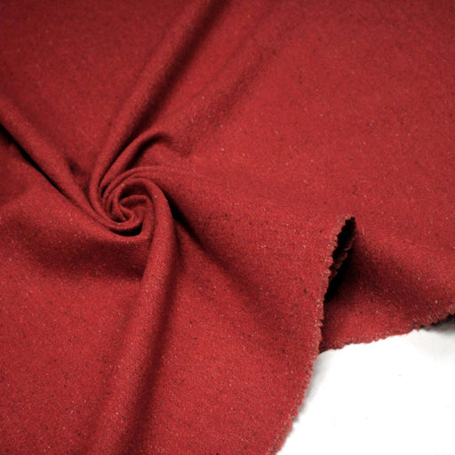 Tissu lainage tweed rouge faux - uni - Fabrication française - TissusPapi.com
