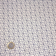 Tissu cotonnade motif japonais KAGOME – Bleu indigo & écru - TissusPapi.com