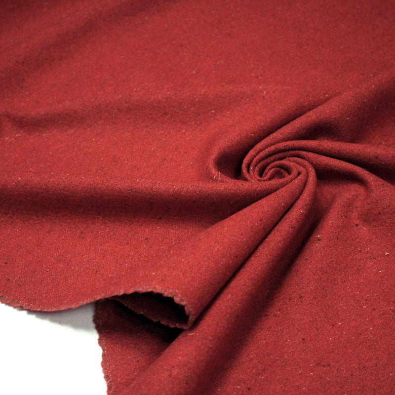 Tissu lainage tweed rouge faux - uni - Fabrication française - TissusPapi.com