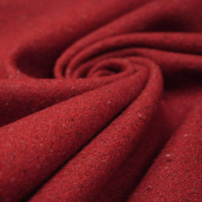 Tissu lainage tweed rouge faux - uni - Fabrication française - TissusPapi.com