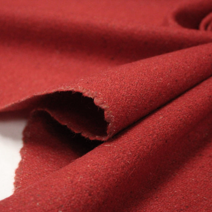 Tissu lainage tweed rouge faux - uni - Fabrication française - TissusPapi.com