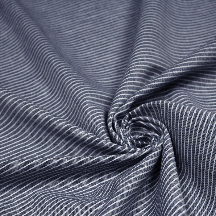 Tissu Chambray coton rayé : 4 couleurs dispo ! Marine, ciel, gris, noir