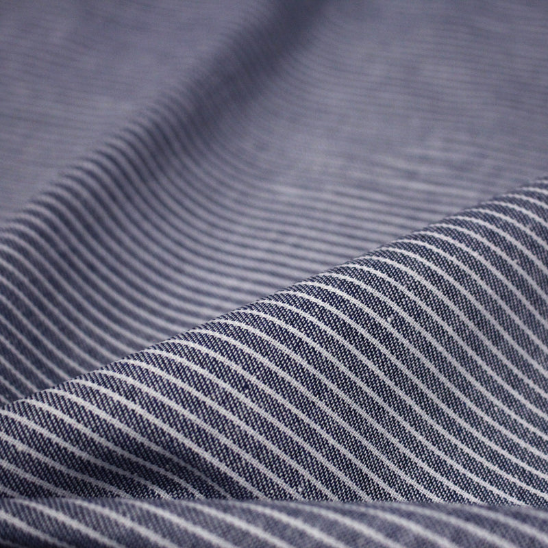 Tissu Chambray coton rayé : 4 couleurs dispo ! Marine, ciel, gris, noir - TissusPapi.com