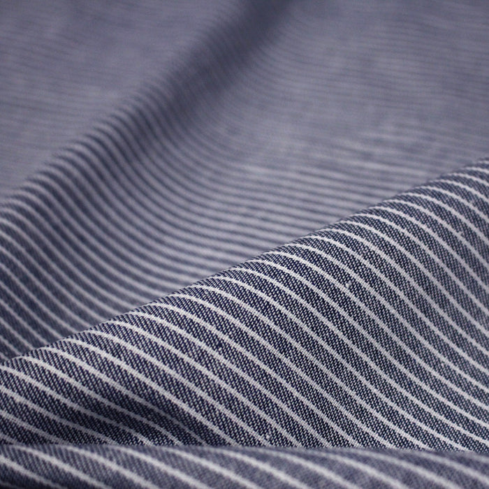 Tissu Chambray coton rayé : 4 couleurs dispo ! Marine, ciel, gris, noir
