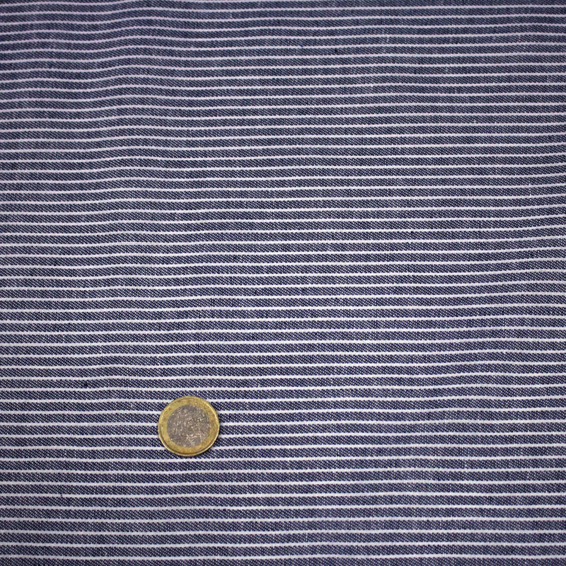 Tissu Chambray coton rayé : 4 couleurs dispo ! Marine, ciel, gris, noir - TissusPapi.com