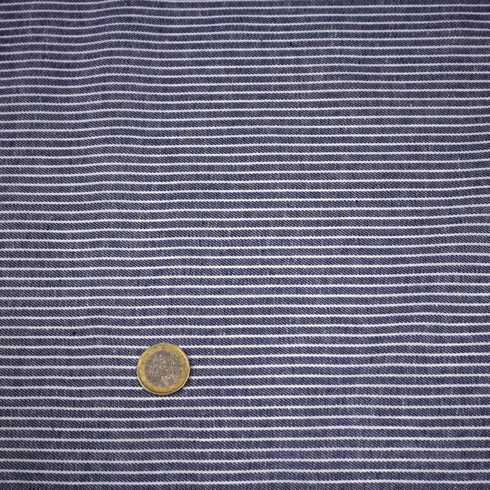 Tissu Chambray coton rayé : 4 couleurs dispo ! Marine, ciel, gris, noir