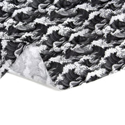 Tissu cotonnade motif japonais de la vague Kanagawa d’Hokusai, tons noirs & blancs - OEKO - TEX - TissusPapi.com