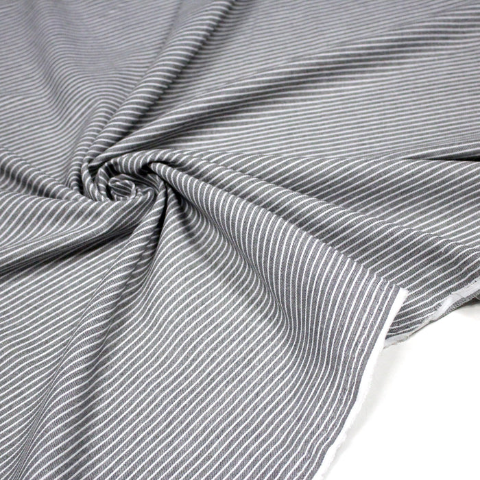 Tissu Chambray coton rayé : 4 couleurs dispo ! Marine, ciel, gris, noir