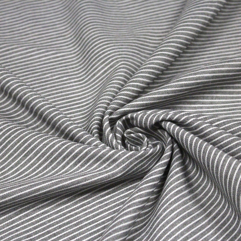 Tissu Chambray coton rayé : 4 couleurs dispo ! Marine, ciel, gris, noir - TissusPapi.com
