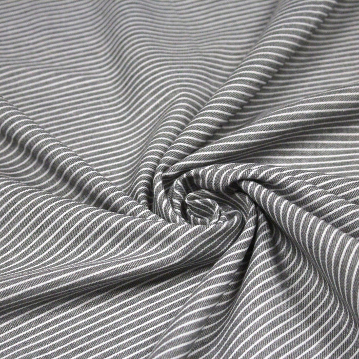 Tissu Chambray coton rayé : 4 couleurs dispo ! Marine, ciel, gris, noir