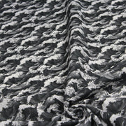Tissu cotonnade motif japonais de la vague Kanagawa d’Hokusai, tons noirs & blancs - OEKO - TEX - TissusPapi.com