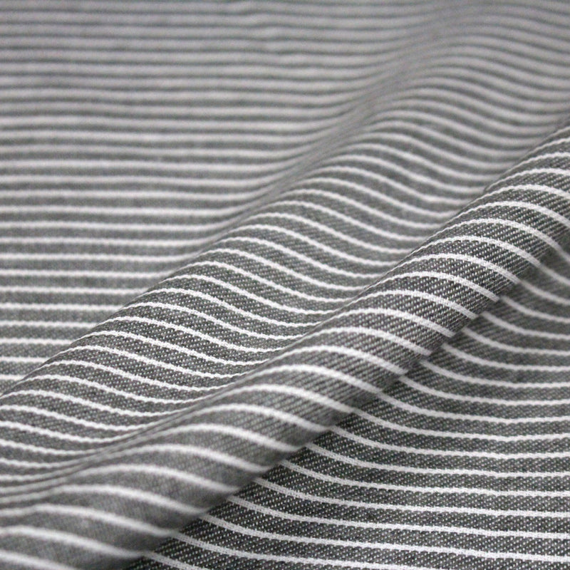 Tissu Chambray coton rayé : 4 couleurs dispo ! Marine, ciel, gris, noir - TissusPapi.com