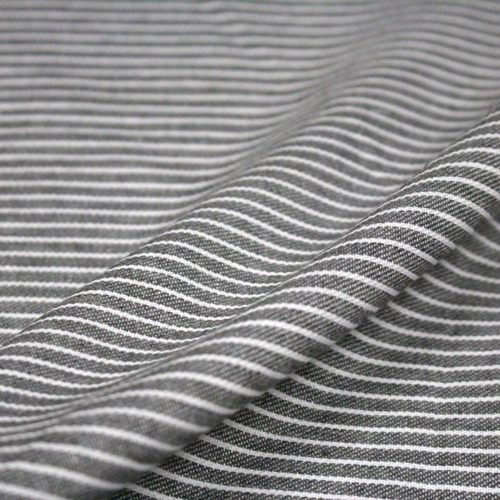Tissu Chambray coton rayé : 4 couleurs dispo ! Marine, ciel, gris, noir