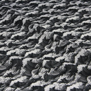 Tissu cotonnade motif japonais de la vague Kanagawa d’Hokusai, tons noirs & blancs - OEKO - TEX - TissusPapi.com