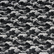 Tissu cotonnade motif japonais de la vague Kanagawa d’Hokusai, tons noirs & blancs - OEKO - TEX - TissusPapi.com