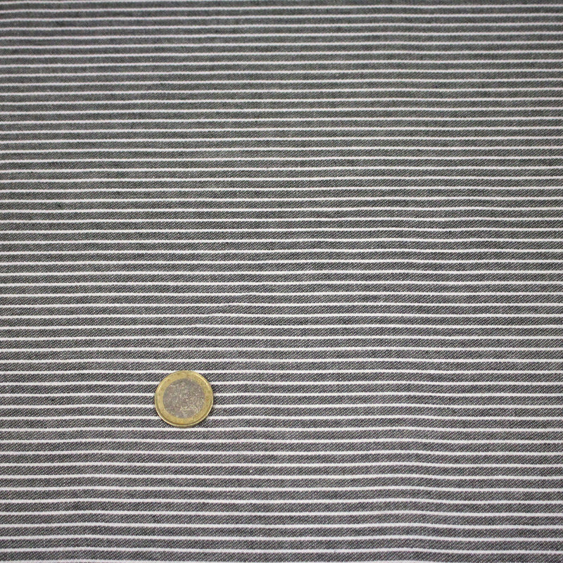 Tissu Chambray coton rayé : 4 couleurs dispo ! Marine, ciel, gris, noir - TissusPapi.com