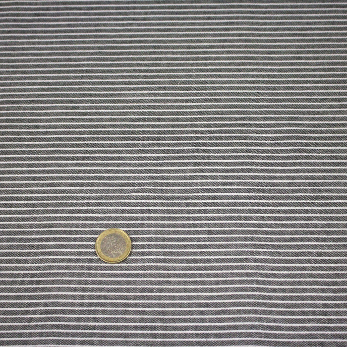 Tissu Chambray coton rayé : 4 couleurs dispo ! Marine, ciel, gris, noir