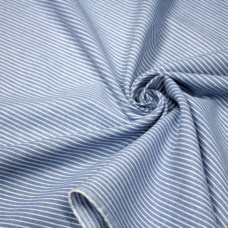 Tissu Chambray coton rayé : 4 couleurs dispo ! Marine, ciel, gris, noir - TissusPapi.com