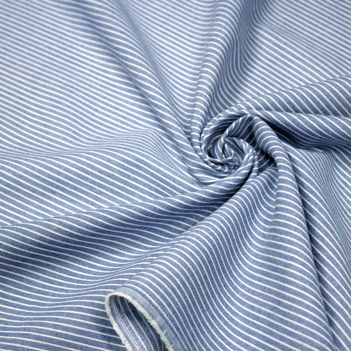 Tissu Chambray coton rayé : 4 couleurs dispo ! Marine, ciel, gris, noir