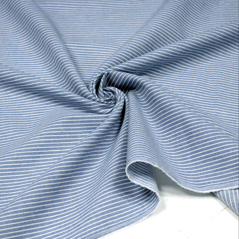 Tissu Chambray coton rayé : 4 couleurs dispo ! Marine, ciel, gris, noir - TissusPapi.com