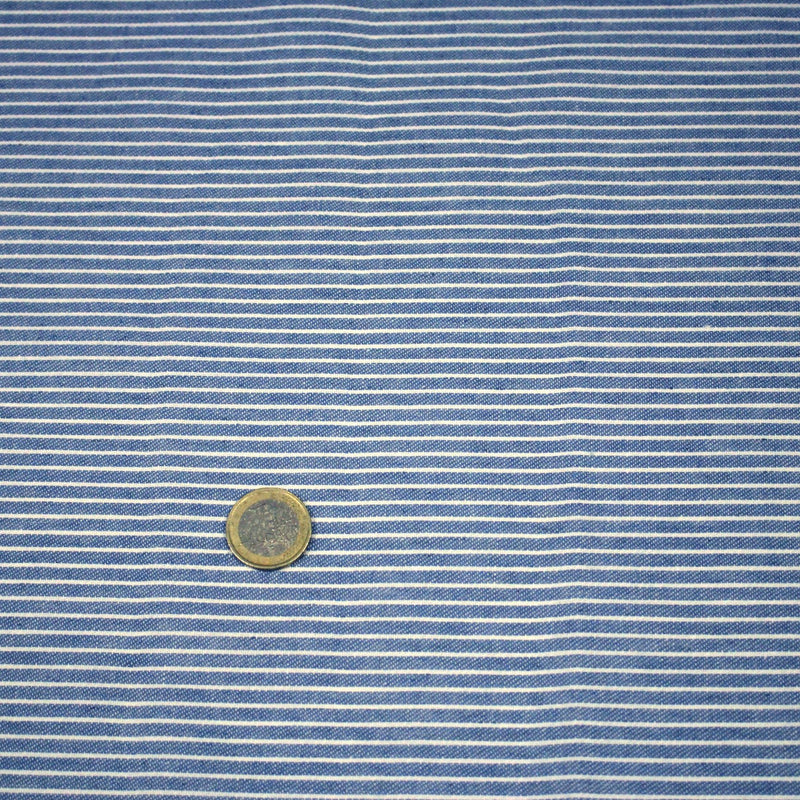 Tissu Chambray coton rayé : 4 couleurs dispo ! Marine, ciel, gris, noir - TissusPapi.com