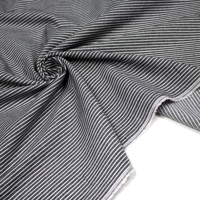 Tissu Chambray coton rayé : 4 couleurs dispo ! Marine, ciel, gris, noir
