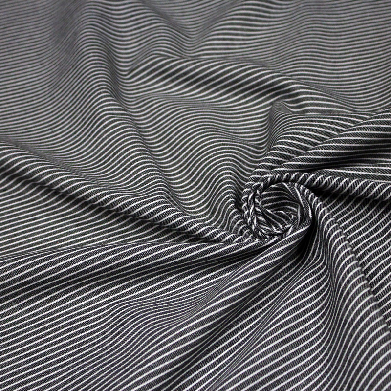 Tissu Chambray coton rayé : 4 couleurs dispo ! Marine, ciel, gris, noir - TissusPapi.com
