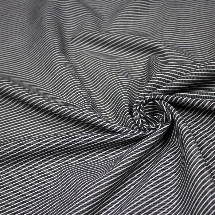 Tissu Chambray coton rayé : 4 couleurs dispo ! Marine, ciel, gris, noir