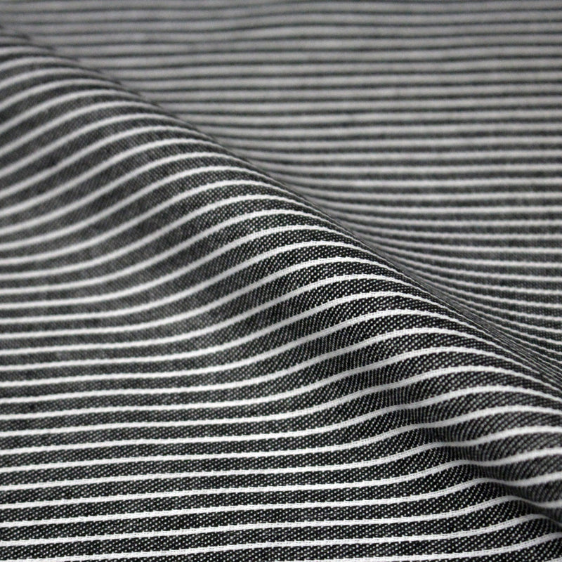 Tissu Chambray coton rayé : 4 couleurs dispo ! Marine, ciel, gris, noir - TissusPapi.com