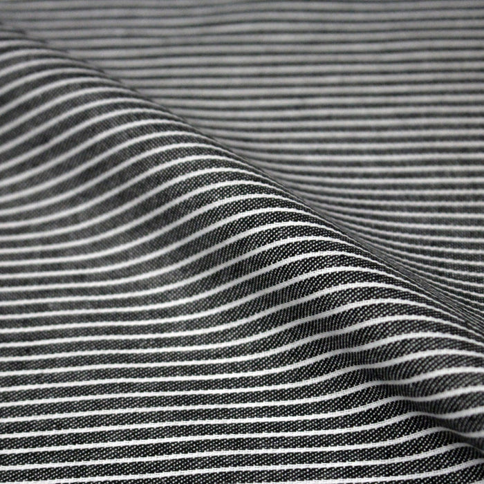 Tissu Chambray coton rayé : 4 couleurs dispo ! Marine, ciel, gris, noir